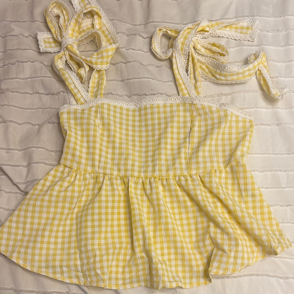 Yellow Gingham Sleeveless Top